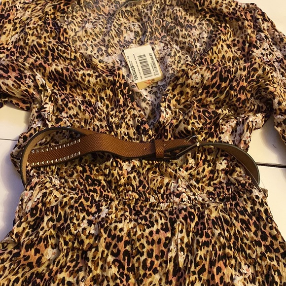 American Rag Womens Juniors Belted Animal Print Mini Dress-Tiger Irish Cream - Picture 9 of 12